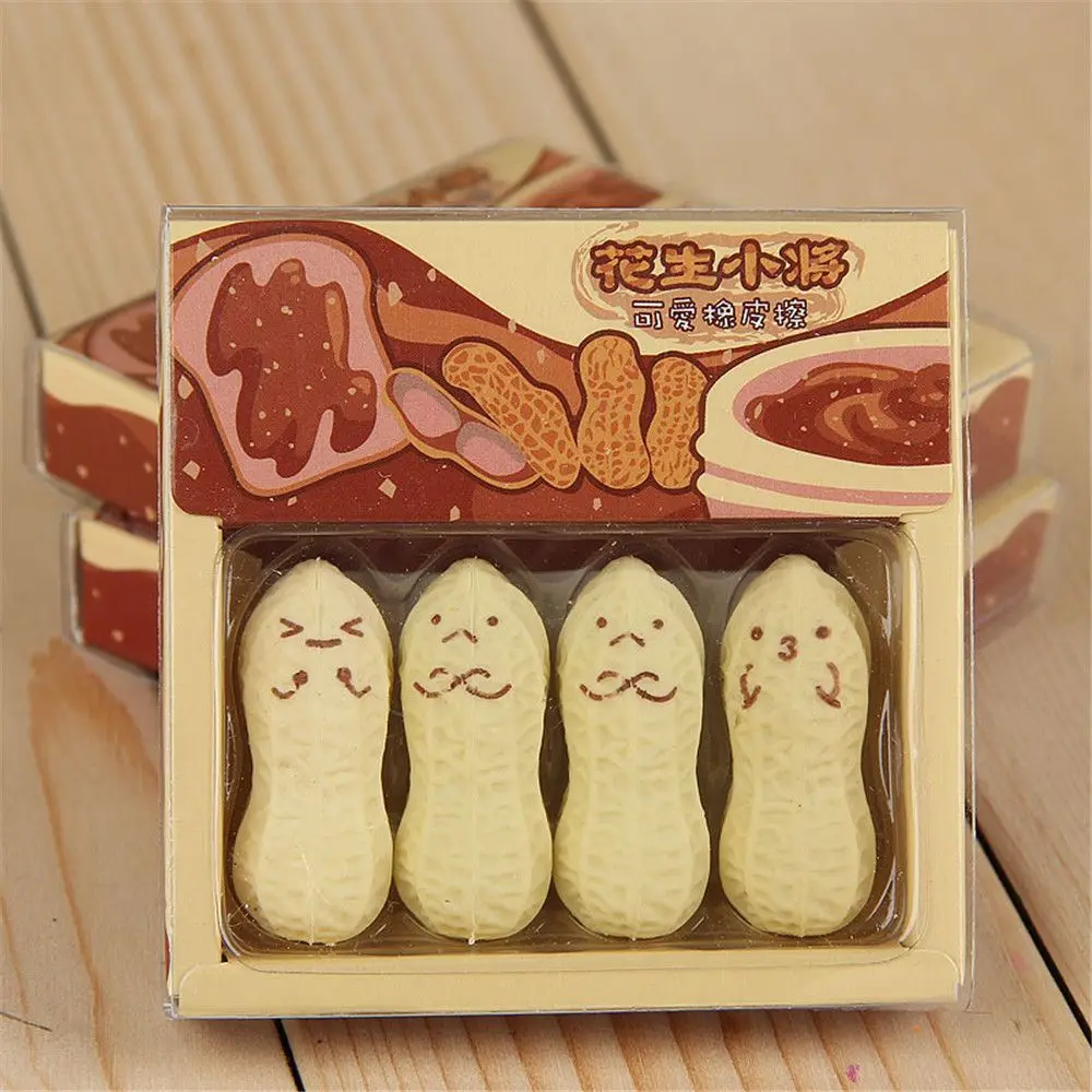 4 шт./компл. Kawaii имитация арахиса дизайн ластики мини резиновые кавайные
