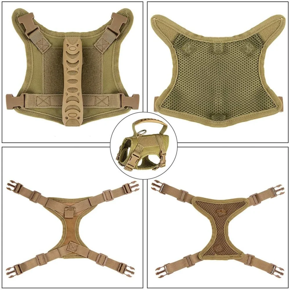 Arn&eacute;s t&aacute;ctico militar para perros y gatos, Collar de chaleco de nailon 600D MOLLE, transpirable, correa de pecho ajustable para entrenamiento, caminar, seguridad para cachorros-4