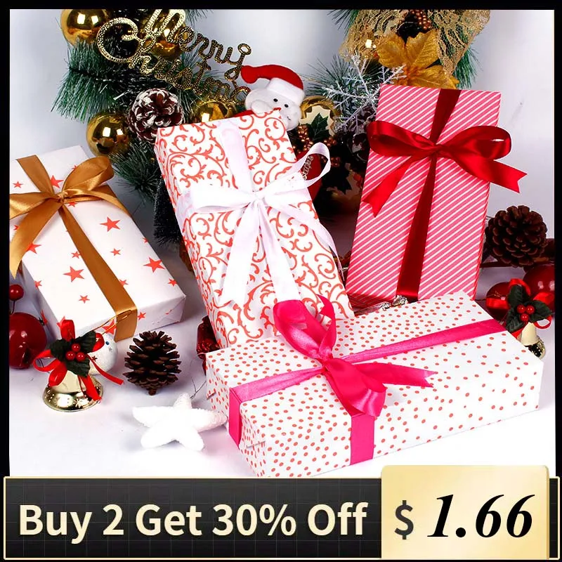 Рождественская Подарочная коробка оберточная бумага 50 × 70 см красная в горошек