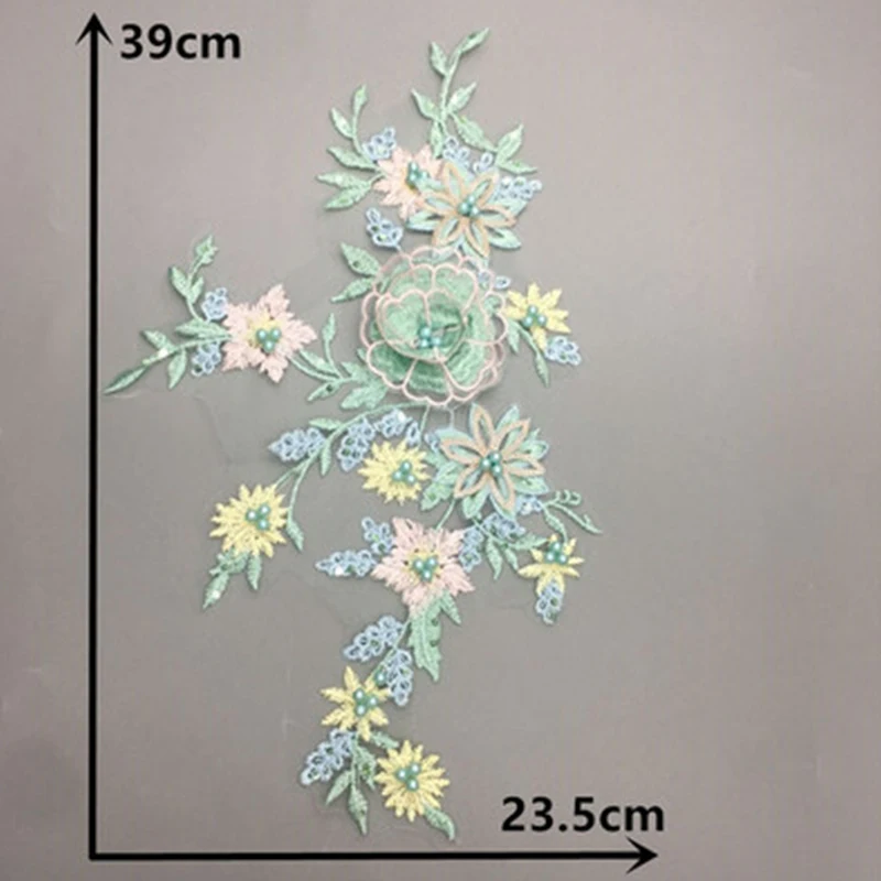 

13 Styles Three-dimensional Embroidery Flowers Pearl Tulle Lace Collar Elegant DIY Clothes Applique Patch Sewing Decoration