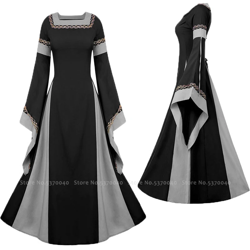 Женское длинное вечернее платье в стиле средневекового Ренессанса