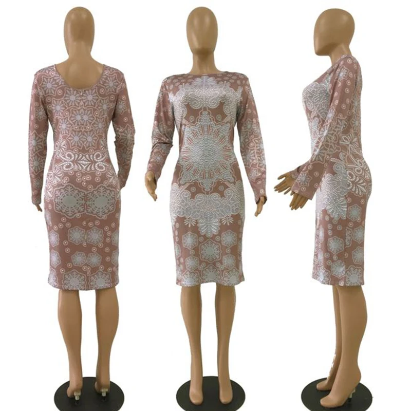 Женское вечернее платье с жемчужным принтом длинным рукавом|Танцевальный костюм