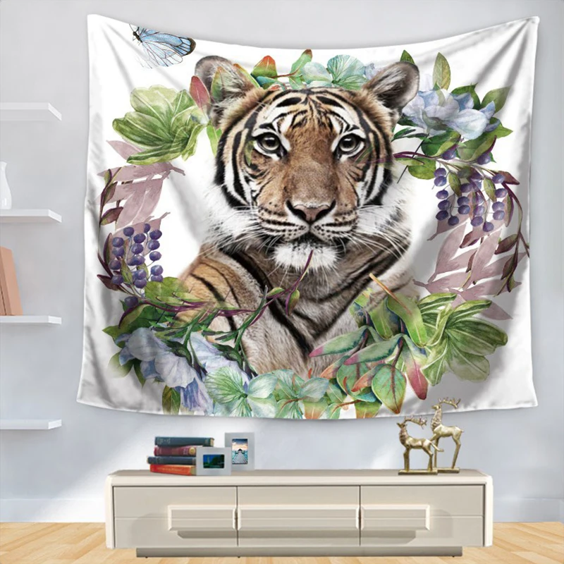 Африканский Животные узор Цветной Лев вой волка гобелен из полиэстера настенный