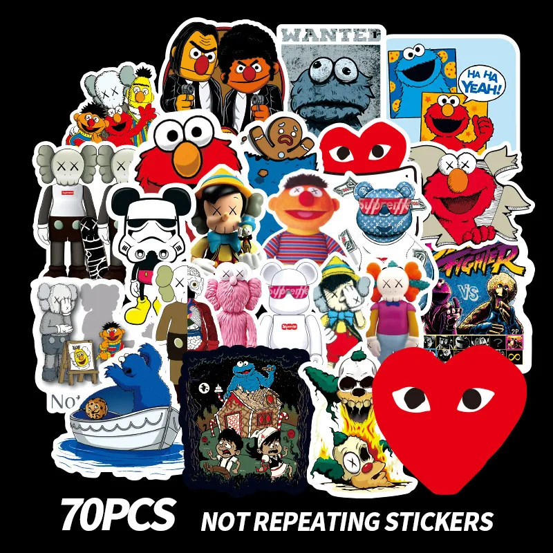 70PCS American Sesame Street Stickers for Car Styling Bike Motorcycle Phone Laptop Travel Luggage Cool Funny DIY TOY Sticker F4