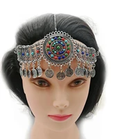 bohemia coin bead head chain headdress colorful beads hair accessories gypsy tribal ethnic turkish egypt india jewelry gift
