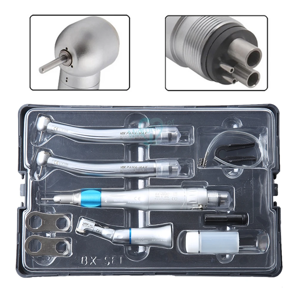 1set Dental Low High Speed Handpiece Kit Max High Speed Handpiece Torque Air Turbine TU Midwest with 4 Hole