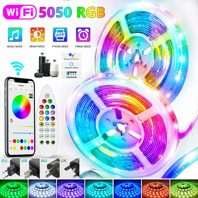 Bluetooth 5M-30M Wifi Led Strip Lights Flexibele Rgb Lamp LED light Tv Computer Thuis Backlight Waterproof Tape Nachtlampje | Лампы и