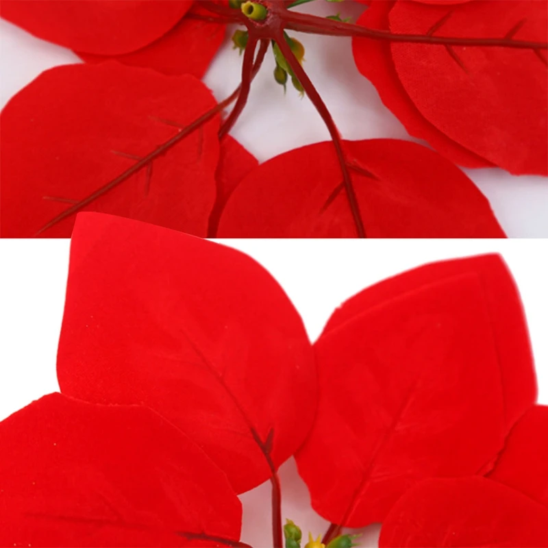 

Artificial Christmas Flowers Red Velvet Poinsettia Floral Picks for Christmas Wreath Tree Ornaments(24 Pcs/Red)