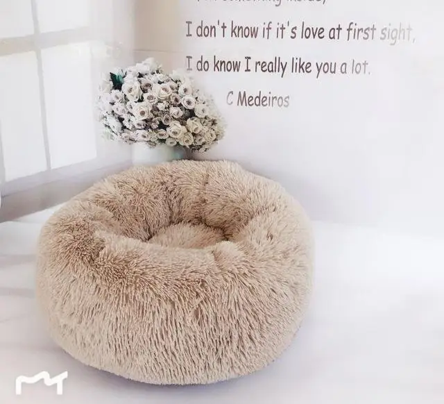 Pet Подушка, кровать для собаки супер мягкие плюшевые питомник круглый для собак/кошек Зимние теплый спальный мешок с рисунком Щенячий Подушка Мат Товары для собак - Цвет: Light coffee