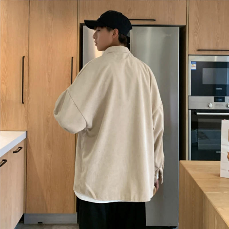

Men Jackets Plus Size Corduroy Retro Solid All-match Loose Handsome Korean Style Leisure Trendy Daily Chic Streetwear Ulzzang