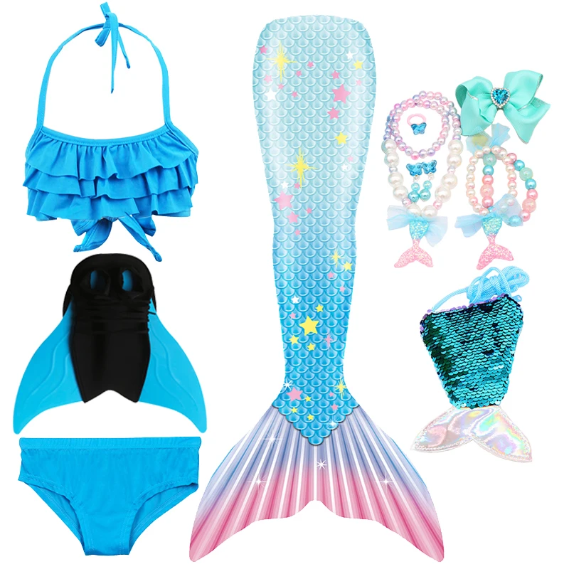Детский купальный костюм хвост русалки для принцессы купальник бикини девочек