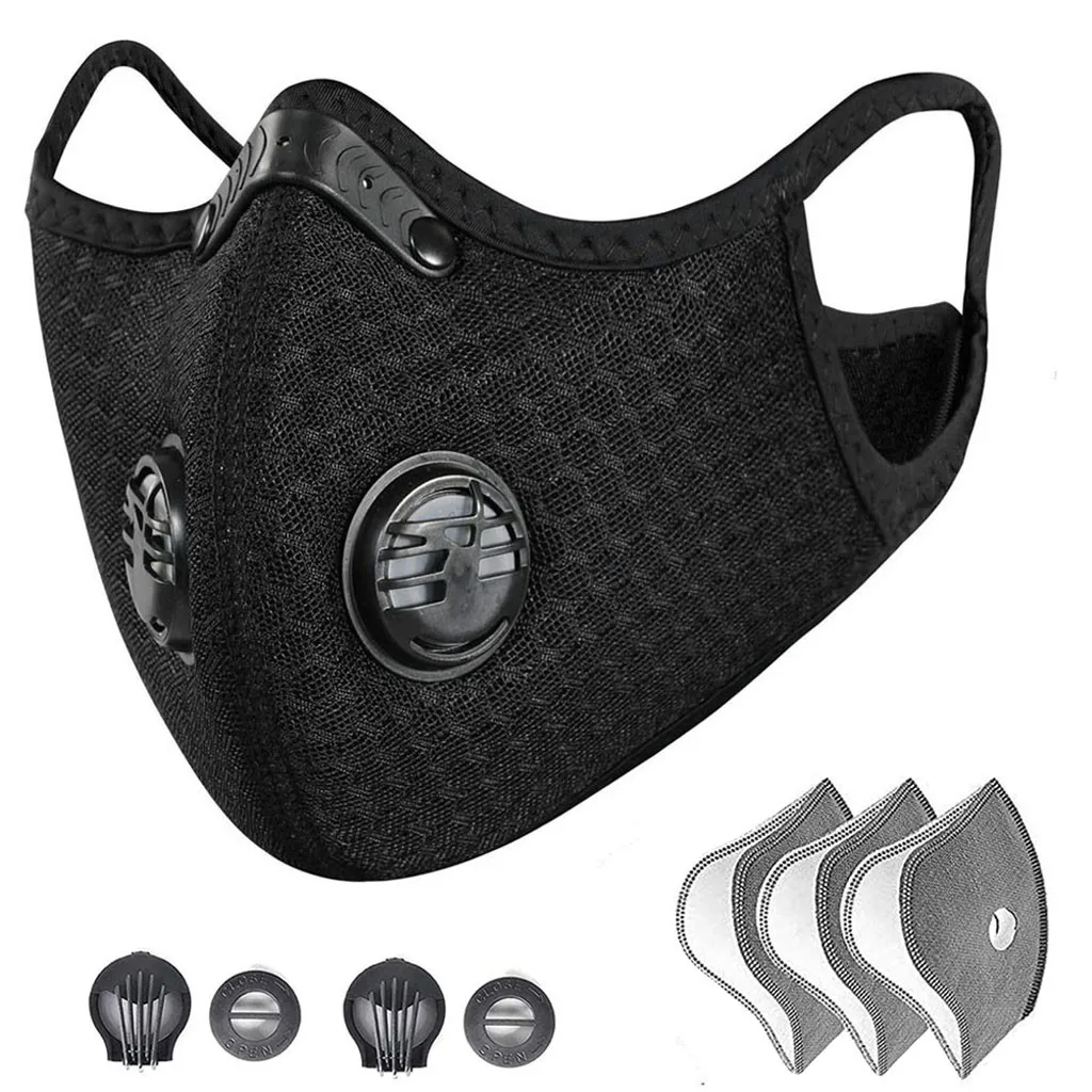 Шарф с 3 фильтрами многоразовый шарф респиратор активированным углем