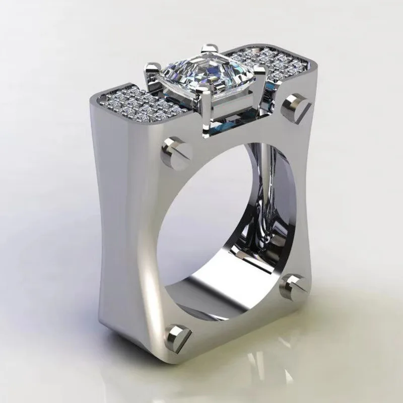 Современное здание личность с украшением в виде кристаллов циркон кольцо для