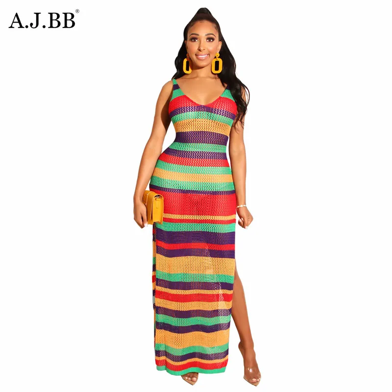 

Повседневное свободное платье в европейском стиле с разноцветным принтом, модная облегающая длинная юбка с U-образным вырезом на бретелька...