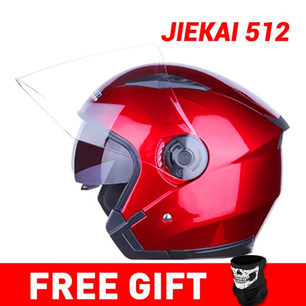 JIEKAI мотоциклетный шлем с открытым лицом Capacete мотоциклетный шлем Motocicleta Cascos Para мото гоночные мотоциклетные винтажные шлемы - Цвет: JK512-Red