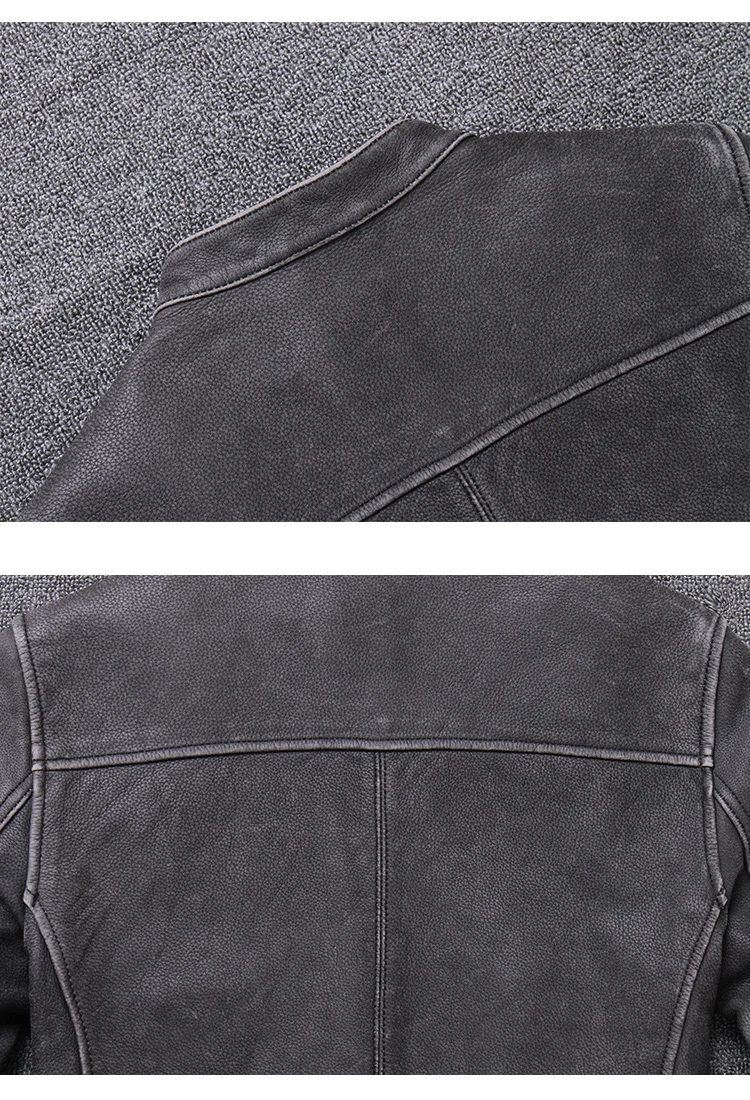 Мужская короткая куртка из натуральной воловьей кожи Серый жакет в винтажном