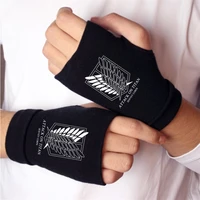 anime attack on titan cotton knitting wrist gloves wings of liberty mitten half finger glove props cosplay fingerless gloves