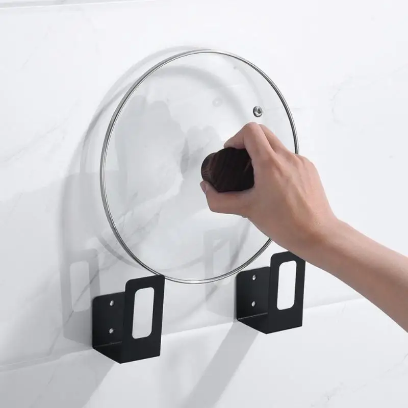

2pcs Black Wall Mounted Pot Lid Holder Stainless Steel Cutting Board Storage Rack Space Saving Sink Hanging Rack Kitchen Gadgets