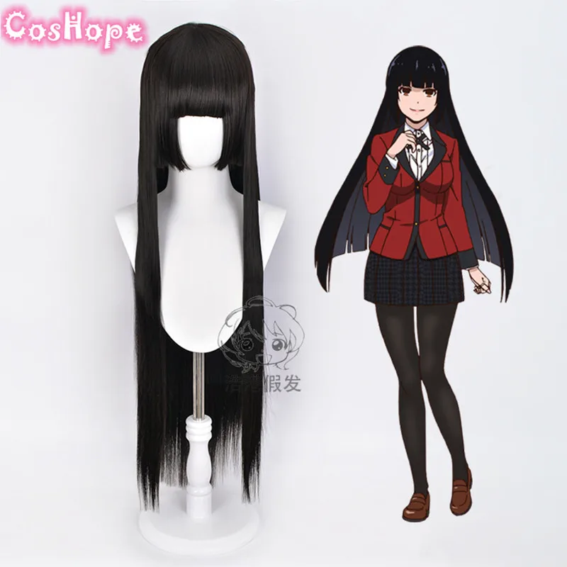 Yumeko Jabami парик Kakegurui косплей женский длинный прямой черный аниме термостойкие