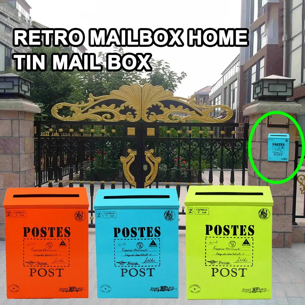 

Vintage Wall Hanging Iron Mailbox Mail Postal Letters Newspaper Box Home Decor