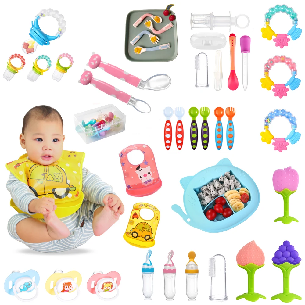 Уход за младенцем корма (Водонепроницаемый силиконовый нагрудник ложка детская