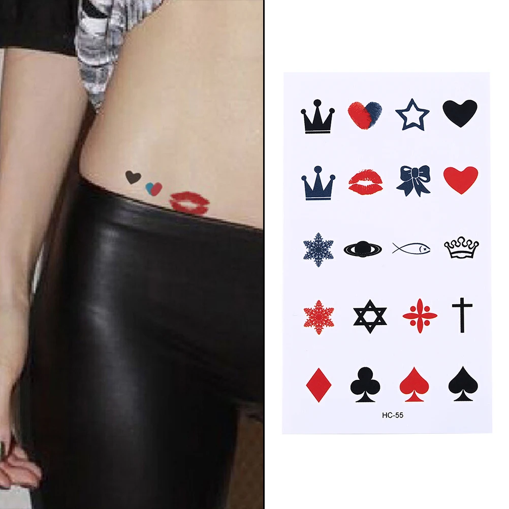 

Waterproof Temporary Tattoo Sticker Body Crown Lip Heart Note Henna Tatto Stickers Flash Tatoo Fake Tattoos For Women Men