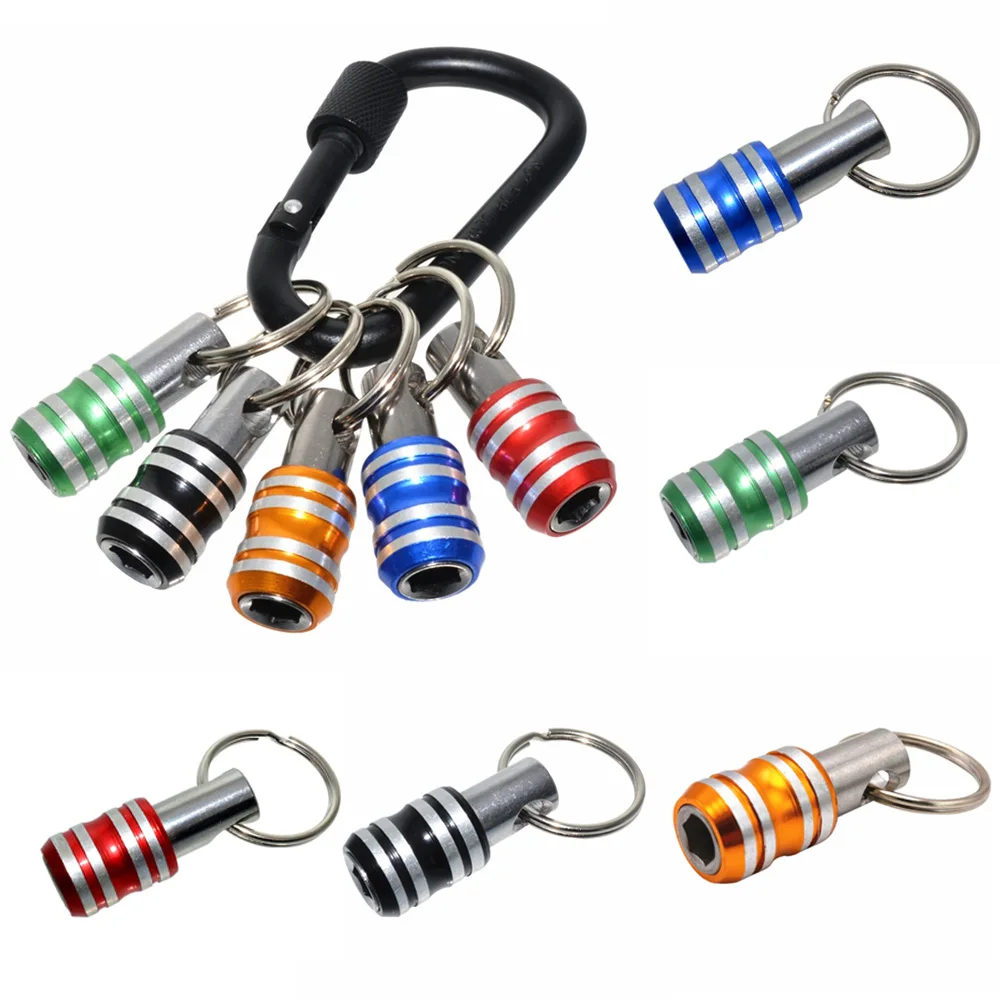 

5 Colors 1/4inch Hex Shank Screwdriver Bits Holder Extension Bar Drill Screw Adapter Quick Release Keychain Easy Change