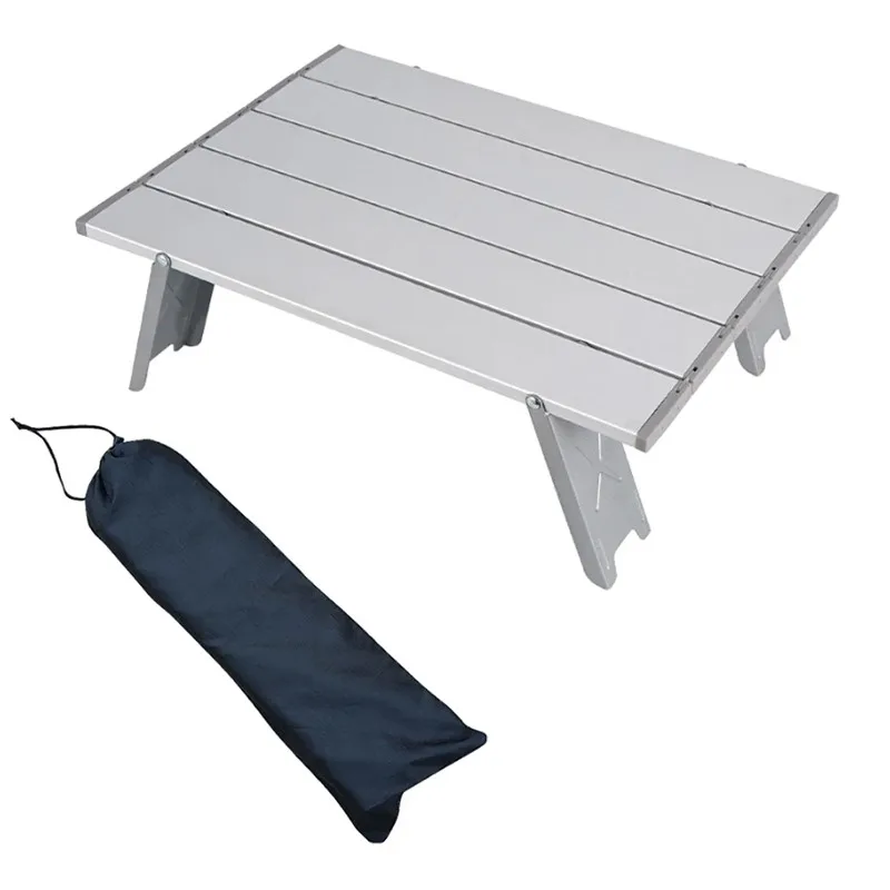

NEW Mini Black Outdoor Aluminum alloy Folding Table Furniture Barbecue Camping Tent Household Bed Collapsible Computer Desk