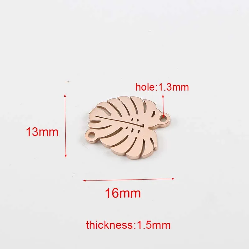 

Double Hole Leaf Charms Stainless Steel Mirror Polished Connector 13*16mm Charms Hollow Tree Leaf Charm 20pcs/lot