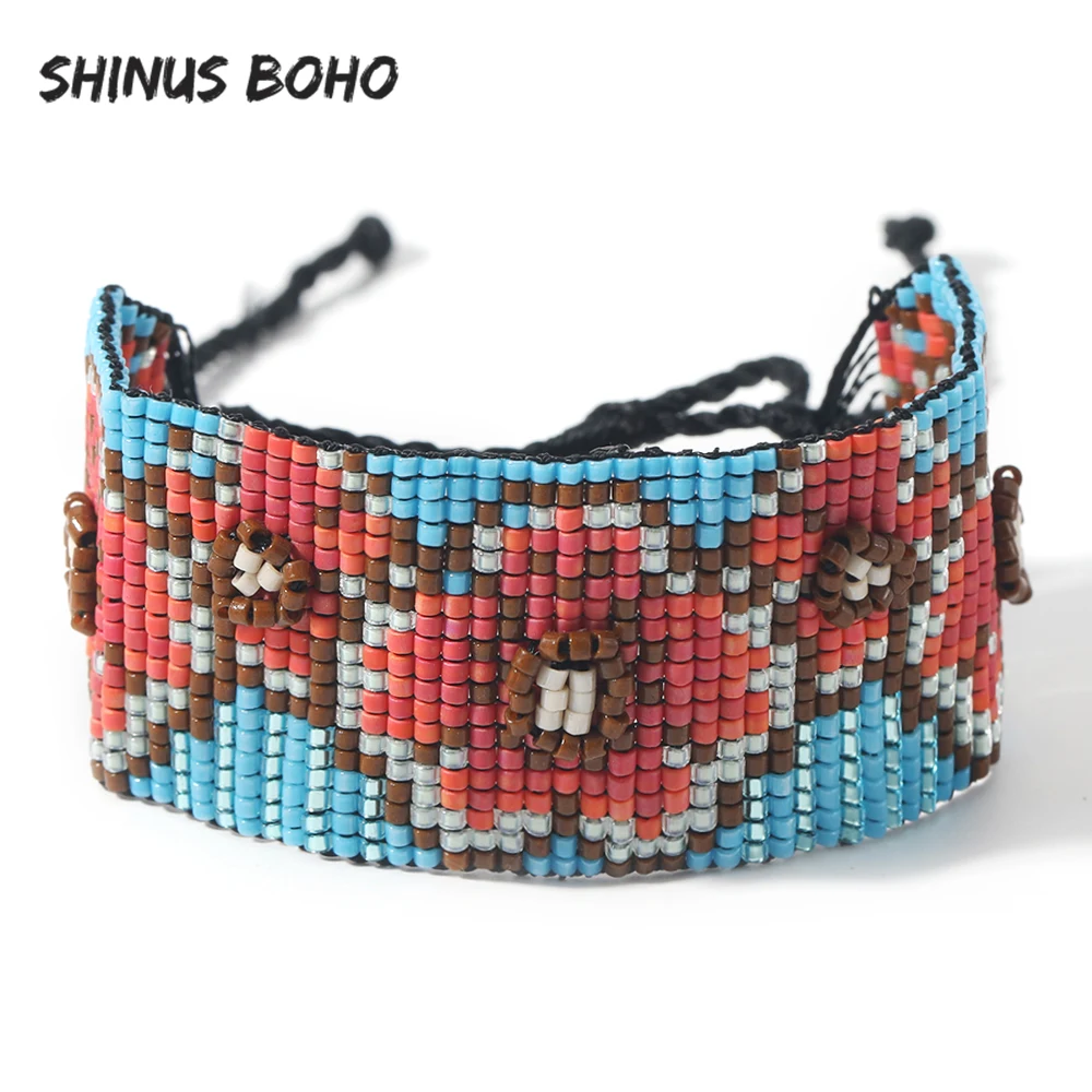 Браслеты манжеты SHINUSBOHO женские ювелирные украшения в стиле бохо с 3D цветами