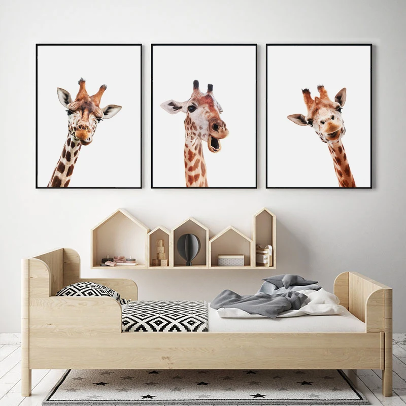 Милый Забавный Жираф картина на стену современные постеры с животными и принтами