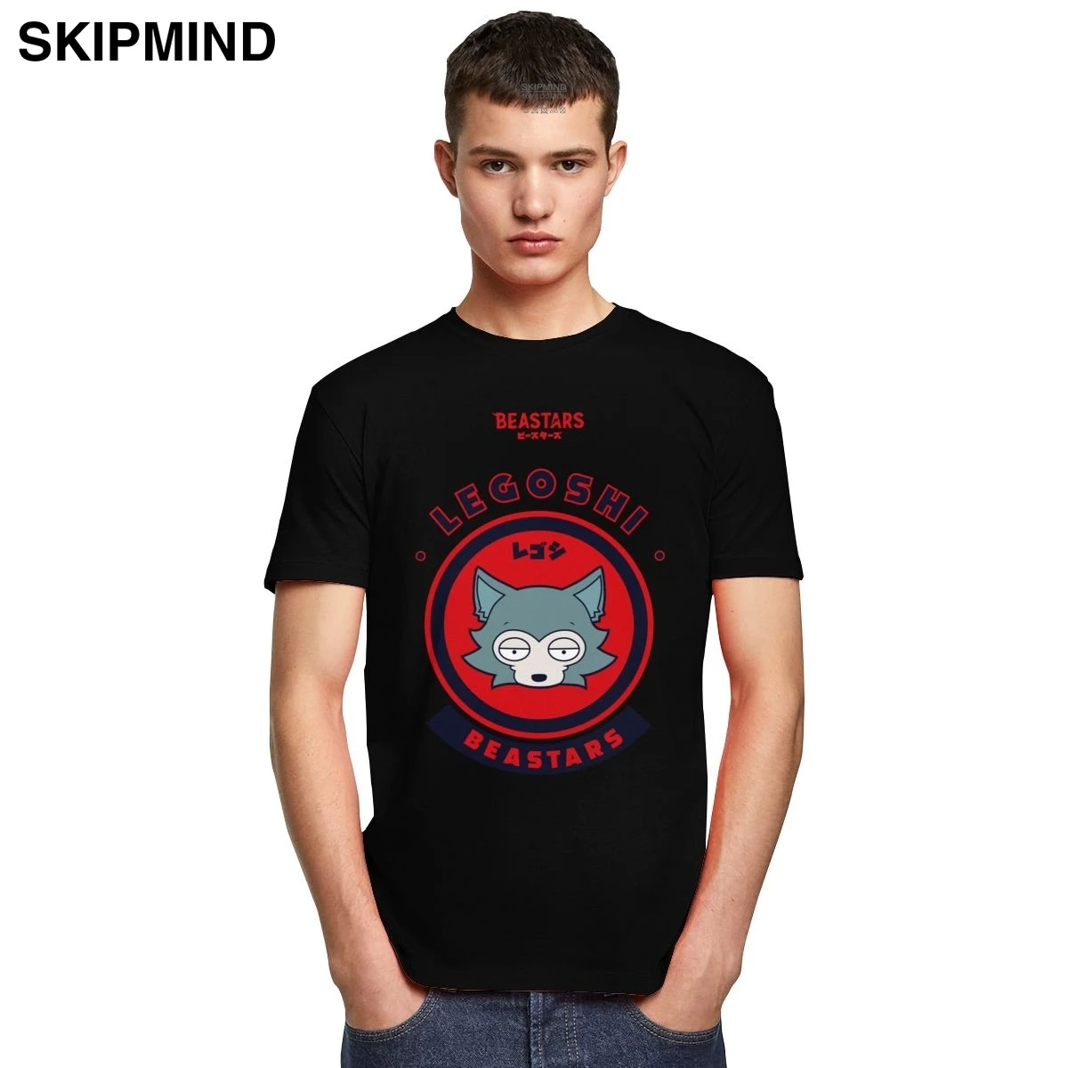 Kawaii Beastars Legoshi Team T Shirt for Men Cotton Casual T-shirt Crew Neck Short Sleeved Furry Manga Anime Tee Clothing Merch | Мужская