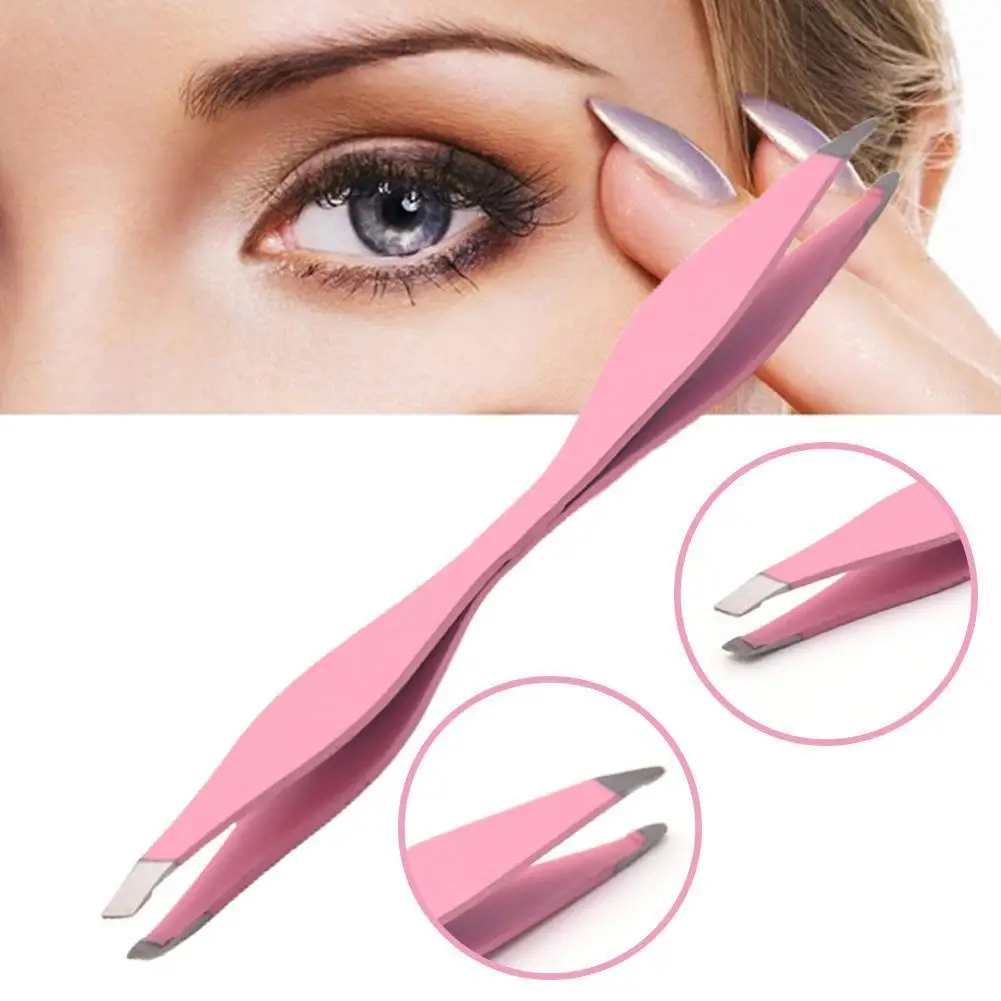 

1Pcs Tweezers Double Ends Eyebrow Tweezer Anti-Static Eyelash Extension Lift Curl Beauty Makeup Tools Black Blue Drop Shipping