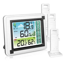 Indoor Outdoor Thermohygrometer Weather Station Wireless LCD Digital Temperature Meter 3 Remote Sensor For Home Office Baby Room
