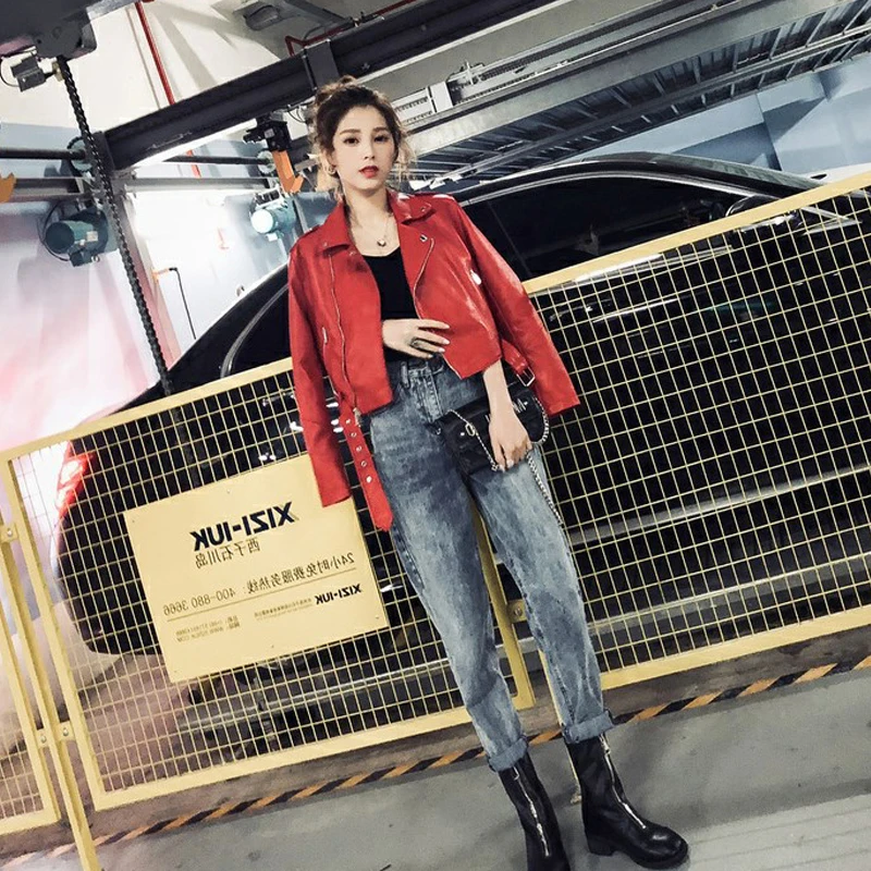 Женская зимняя куртка желтая красная черная Зеленая кожаная пальто локомотивов