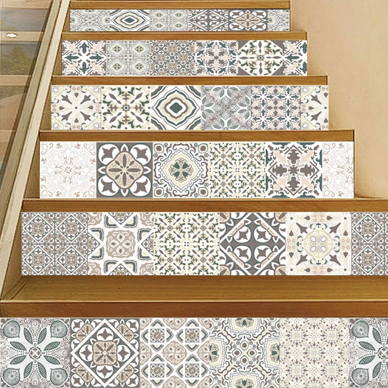 6 шт./компл. цветочный 3D лестницы Стикеры съемный Водонепроницаемый чердак шаг