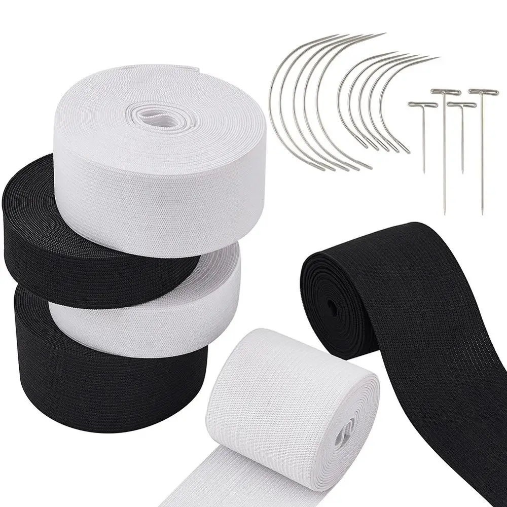 

Плоские упругий резиновый шнур/лента с C-образными изогнутыми иглами и Т-образными стальными иглами для изготовления ювелирных изделий DIY, ш...