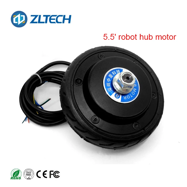 

High stability speed 5.5inch 24V 200W 3.2N.m 400RPM 70kg load DC brushless servo AGV hub wheel motor with encoder for robot