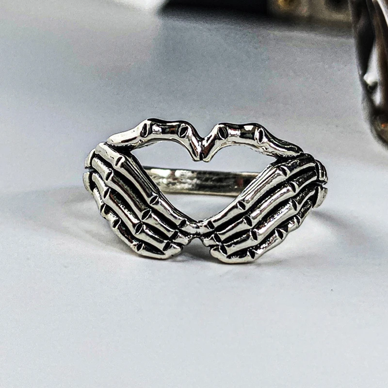 

Retro Punk Men Statement Fidget Ring Hell Ghost Finger Ring Vintage Silver Gothic Accessories Mens Jewellery Boyfriend Gift