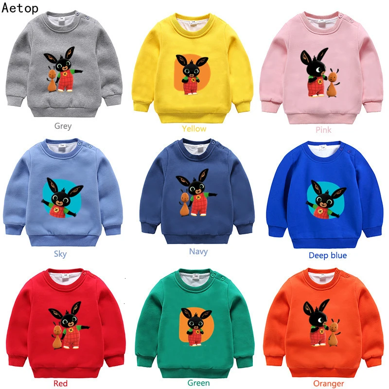 Зимняя От 3 до 9 лет бархатный свитер с рисунком кролика из аниме Бинг плюс