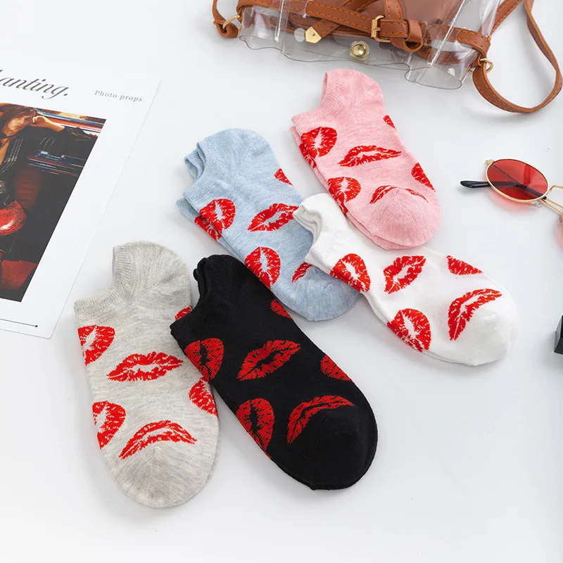 Носки женские Короткие хлопковые 5 пар/комплект Смешные пикантные с надписью