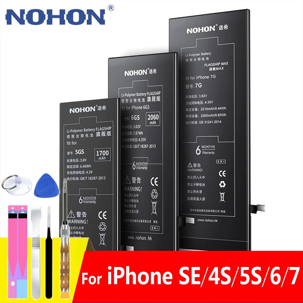 Аккумуляторная батарея NOHON для Apple iPhone SE 6S 5S 6 7 сменная iPhone7 iPhone5S аккумуляторы