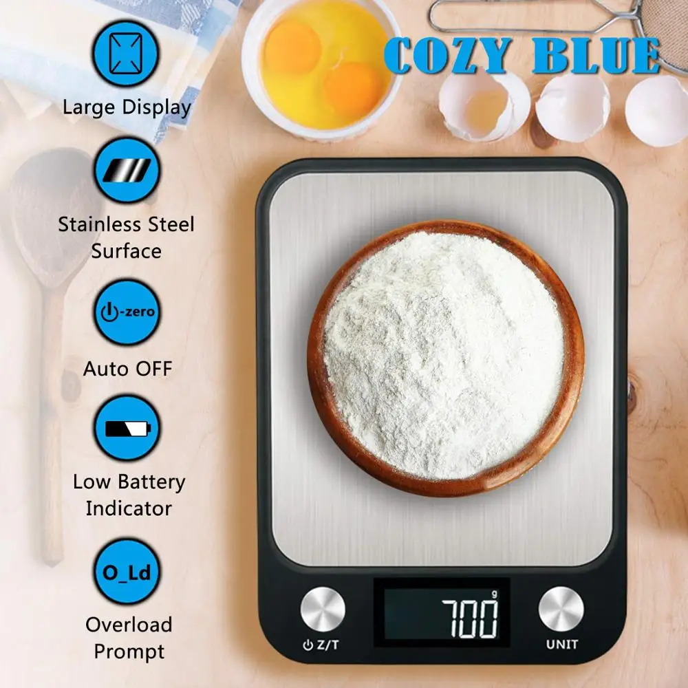 

10kg/1g Multi-function Digital Food Kitchen Scale Stainless Steel Weighing Food Scale Cooking Tools Balance with LCD Display