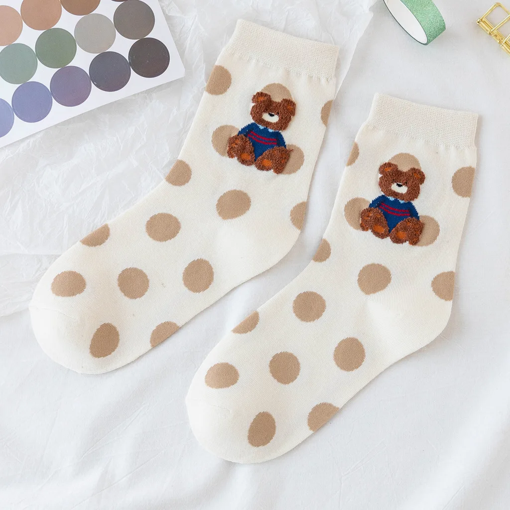 

Women Harajuku Students Lovely Cute Kawaii Carton Animals Bear Socks Summer Female Funny Sox Women's Comfortable Cotton Socks