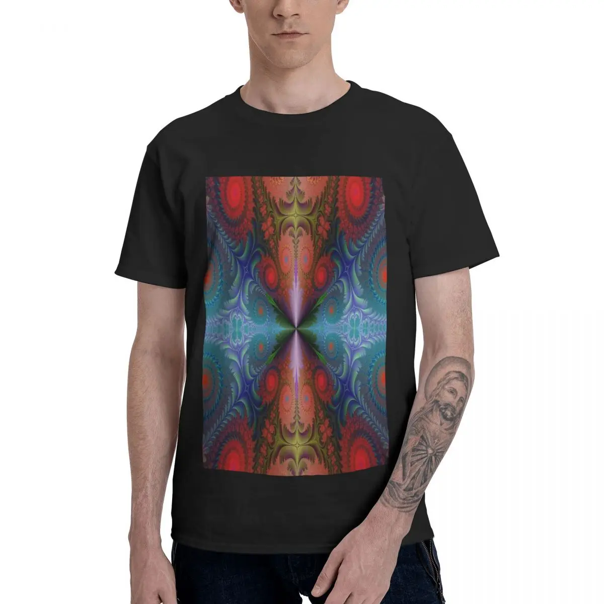 

New 3D Printing Dizziness Men's Personality Hip-hop T-shirt Summer Punk Short-sleeved Neutral Round Neck Casual T-shirt