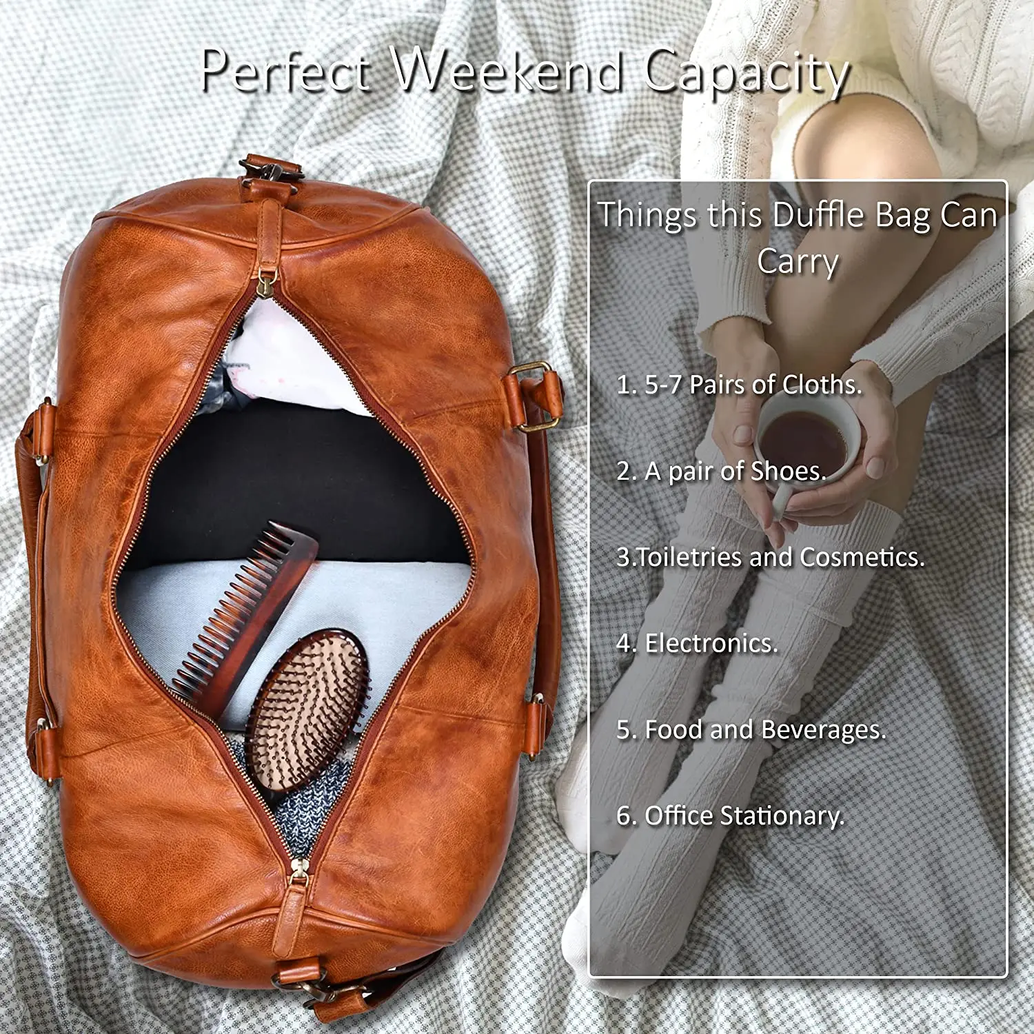 Vintage Leather Luggage Bag Shoulder Weekender Travel Overnight Tan Bag