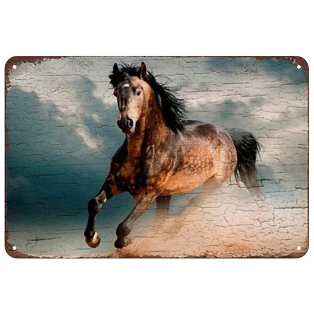 Металлический жестяной знак в стиле ретро с изображением лошади динозавра
