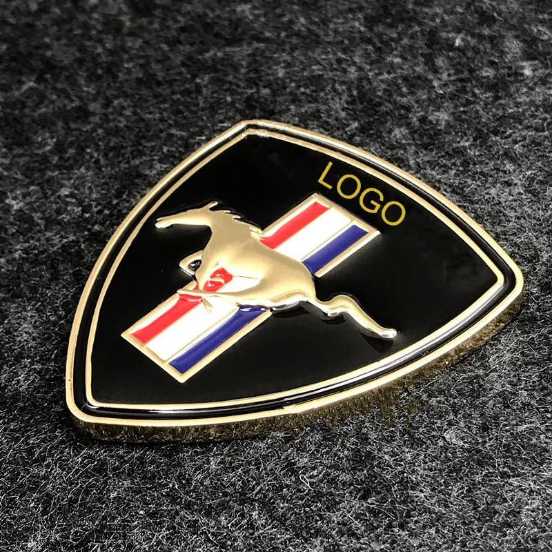 gold-Black base Эмблема Для Ford MUSTANG в форме щита значок Передняя вытяжка двигателя мини металлический логотип ремонт автомобилей крыло багажник Наклейка Серебро Черный Золото - Название цвета: gold-Black base