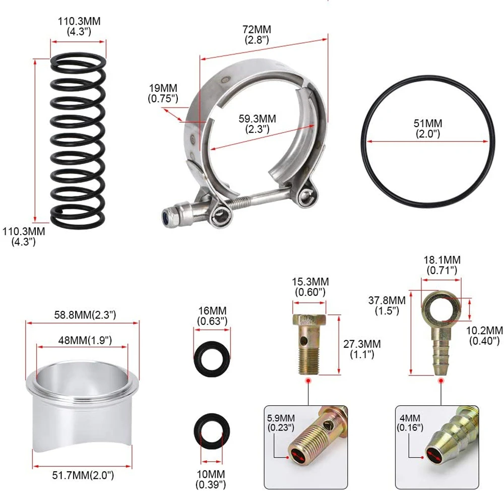 Tial Q BV50 Stye Красный 50 мм выдувной клапан BOV 6PSI + 18PSI пружины универсальные красные |