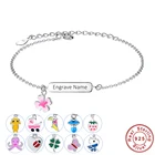Браслет с гравировкой имени, персонализированные рождественские украшения из стерлингового серебра 925 пробы, браслеты с цепочкой для детей, девочек